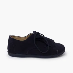 Menina Pisamonas Bluchers Camurca Lingueta Franjas