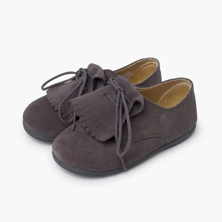 Menina Pisamonas Bluchers Camurca Lingueta Franjas