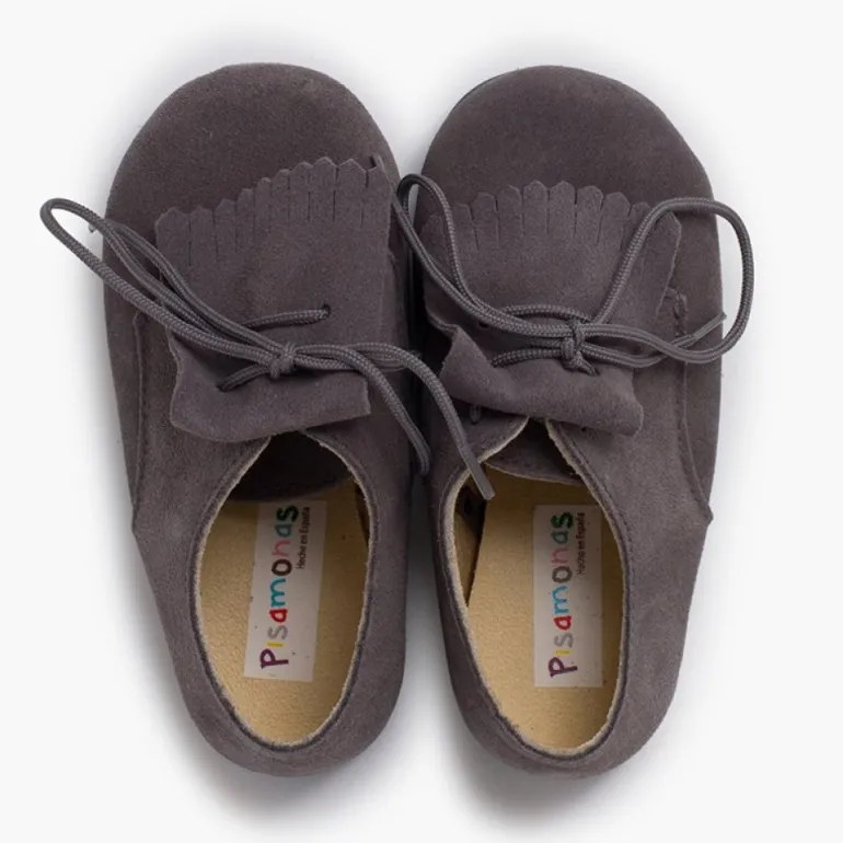 Menina Pisamonas Bluchers Camurca Lingueta Franjas