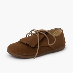 Menina Pisamonas Bluchers Camurca Lingueta Franjas