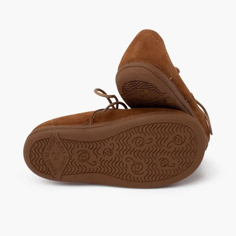 Menina Pisamonas Bluchers Camurca Lingueta Franjas