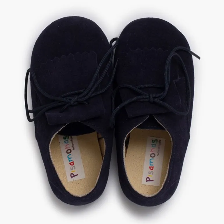Menina Pisamonas Bluchers Camurca Lingueta Franjas