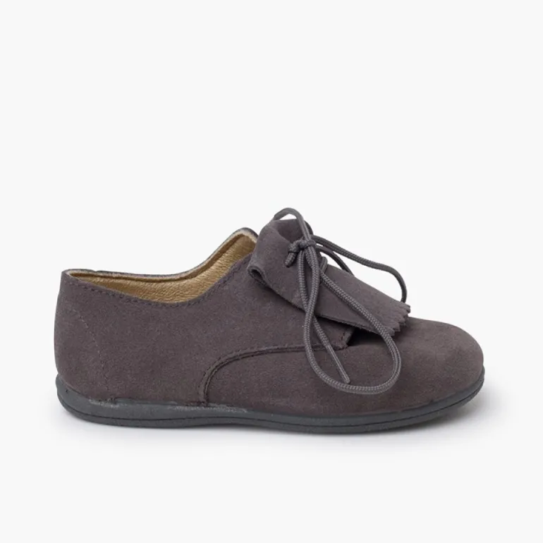 Menina Pisamonas Bluchers Camurca Lingueta Franjas