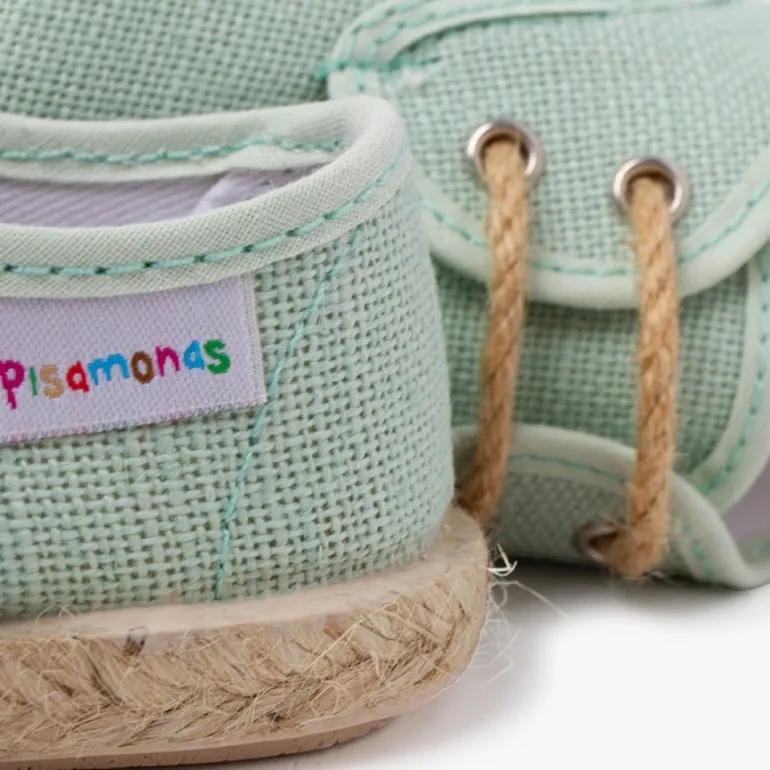 Menina Pisamonas Bluchers Linho Atacadores E Base Juta