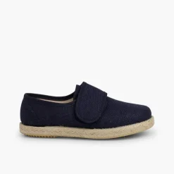 Menino Pisamonas Bluchers Linho Fecho Tiras Aderentes