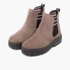 Menina Pisamonas Bota Camurca Elastico Lateral Meia Riscas