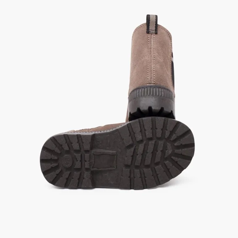 Menina Pisamonas Bota Camurca Elastico Lateral Meia Riscas