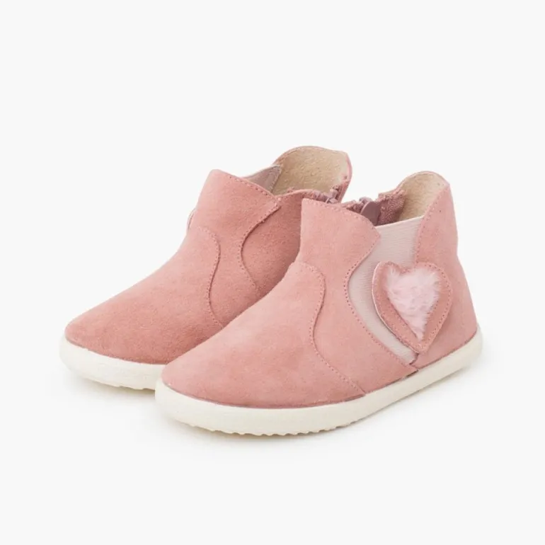 Menina Pisamonas Bota Elastico Lateral Coracao Pelinho