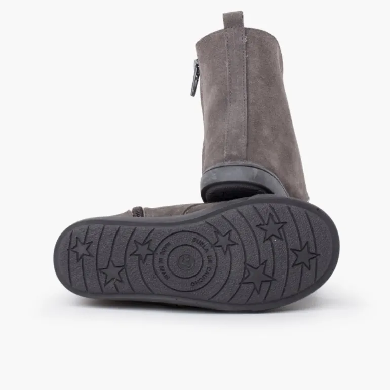 Menino Pisamonas Bota Pelo Atacadores Fecho-Eclair Lateral