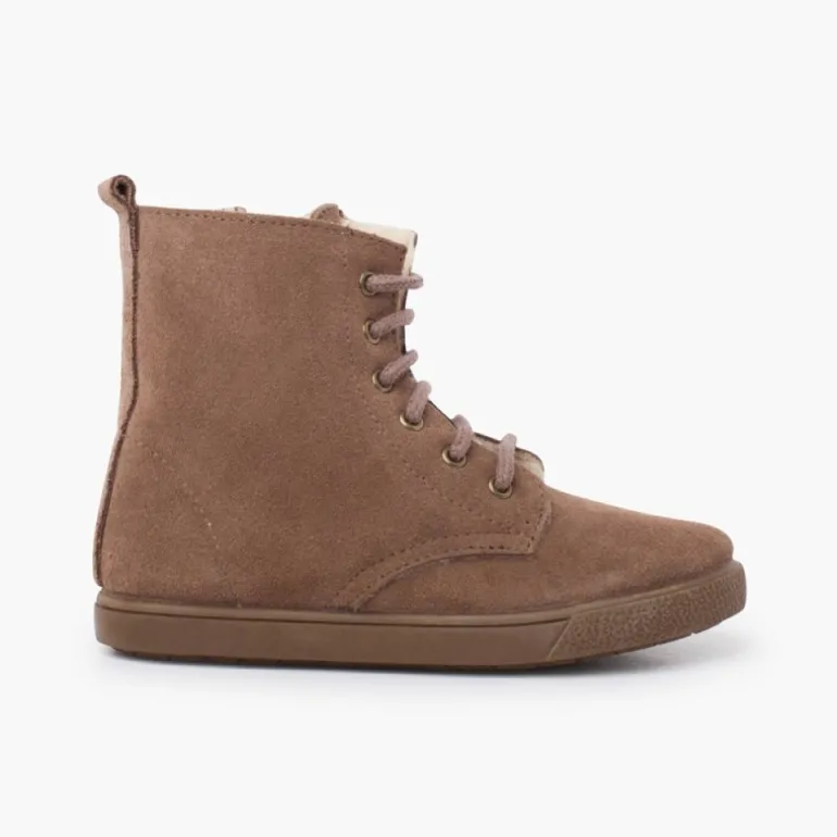 Menino Pisamonas Bota Pelo Atacadores Fecho-Eclair Lateral