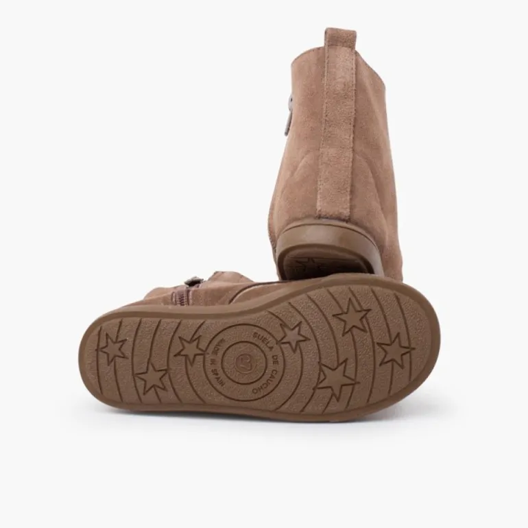 Menino Pisamonas Bota Pelo Atacadores Fecho-Eclair Lateral