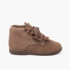 Menino Pisamonas Botas Camurca Atacadores Adorno Floco