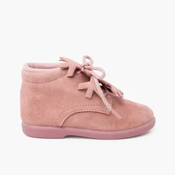 Menino Pisamonas Botas Camurca Atacadores Adorno Floco