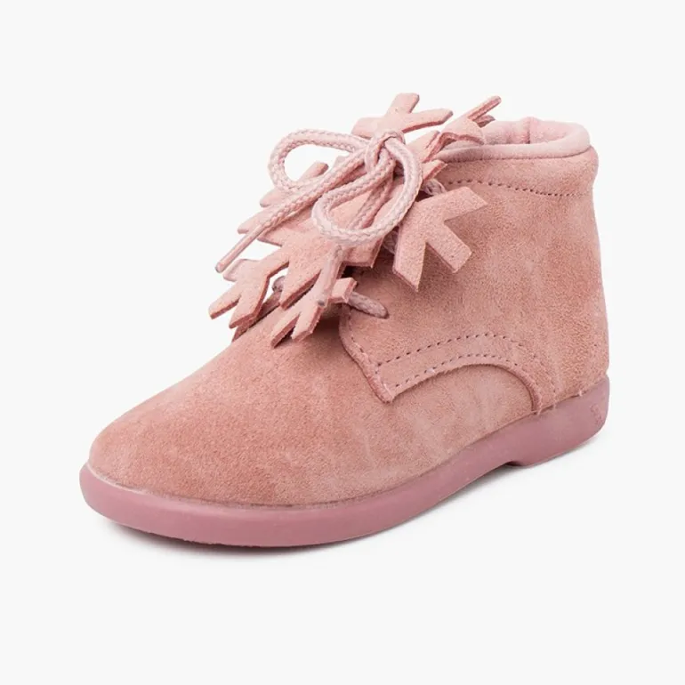 Menino Pisamonas Botas Camurca Atacadores Adorno Floco