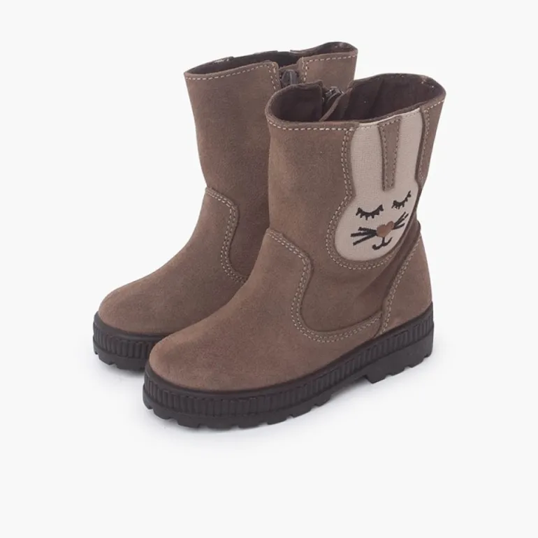 Menina Pisamonas Botas Camurca Elastico Coelho