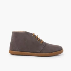 Menina Pisamonas Botas Camurca Estilo Safari Contraste