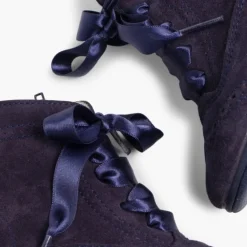 Menina Pisamonas Botas Camurca Fecho-Eclair Atacadores De Cetim