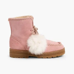 Menina Pisamonas Botas Com Pompons Camurca Menina