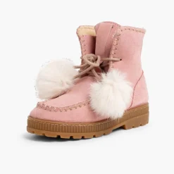 Menina Pisamonas Botas Com Pompons Camurca Menina