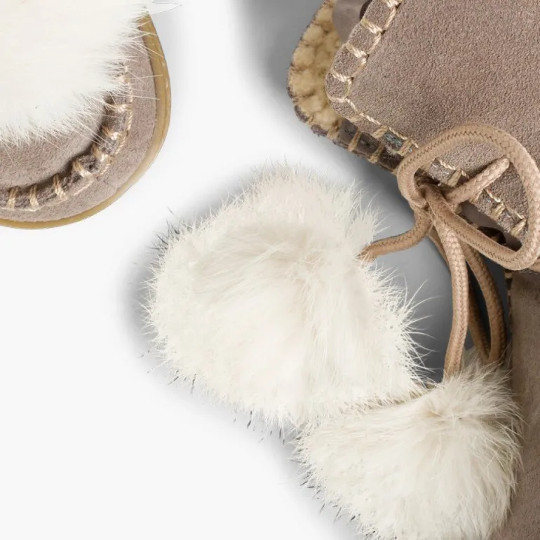 Menina Pisamonas Botas Com Pompons Camurca Menina
