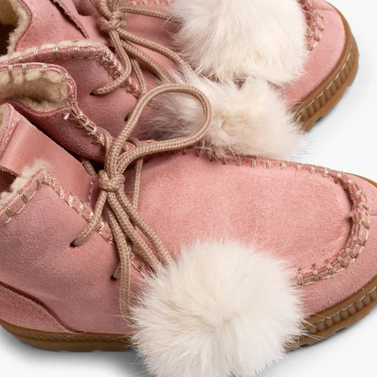 Menina Pisamonas Botas Com Pompons Camurca Menina