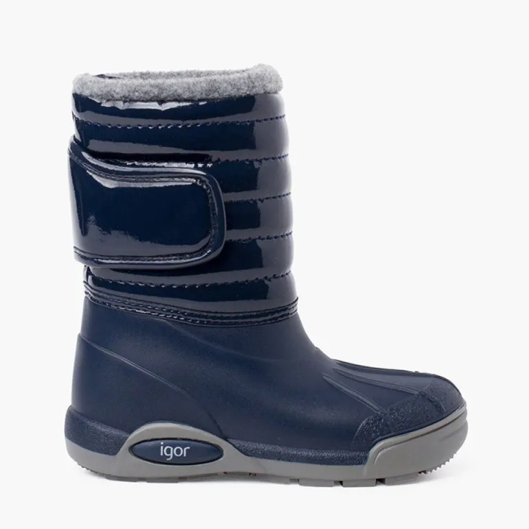 Menina Pisamonas Botas De Neve Verniz Forro Pelo Fecho Ajustavel