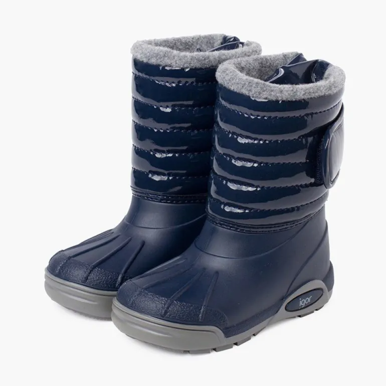 Menina Pisamonas Botas De Neve Verniz Forro Pelo Fecho Ajustavel