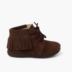 Menina Pisamonas Botas Franjas Atacadores Primeiros Passos