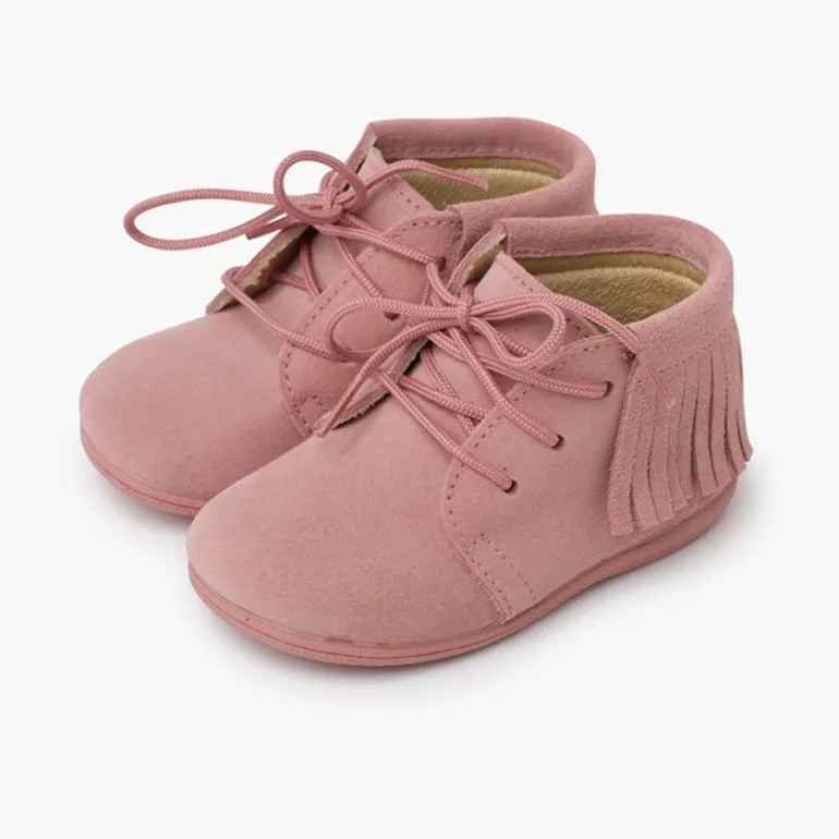 Menina Pisamonas Botas Franjas Atacadores Primeiros Passos