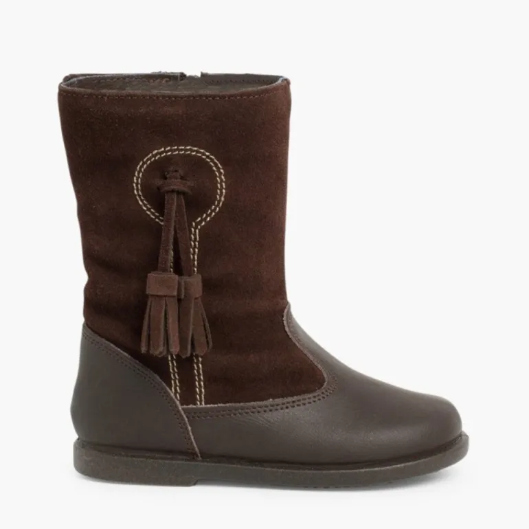 Menina Pisamonas Botas Menina Pele E Camurca Berloques