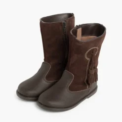 Menina Pisamonas Botas Menina Pele E Camurca Berloques