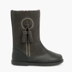Menina Pisamonas Botas Menina Pele E Camurca Berloques