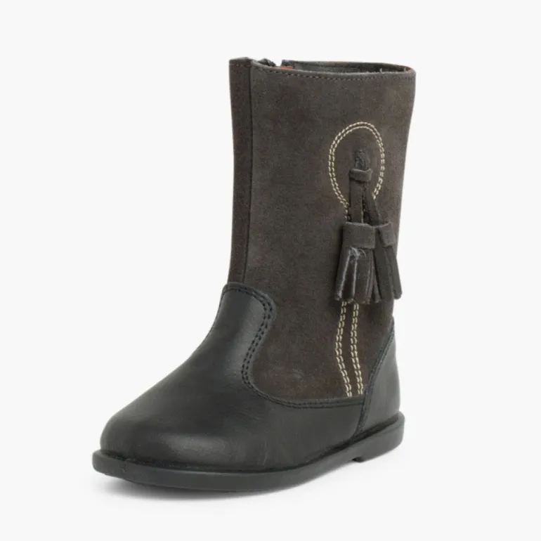 Menina Pisamonas Botas Menina Pele E Camurca Berloques