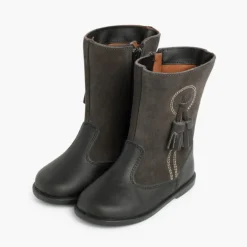 Menina Pisamonas Botas Menina Pele E Camurca Berloques