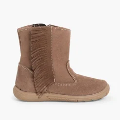Menina Pisamonas Botas Meninas Camurca Com Franjas