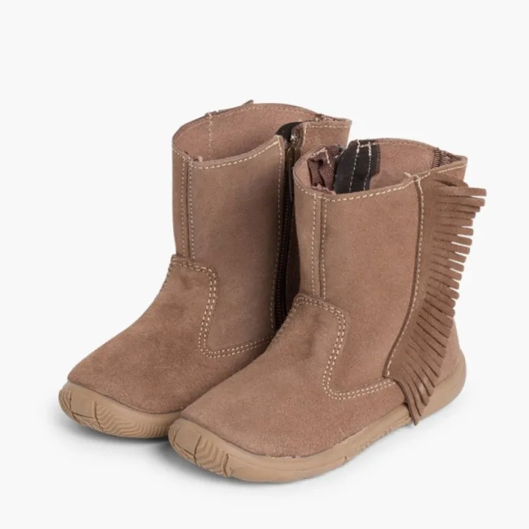 Menina Pisamonas Botas Meninas Camurca Com Franjas