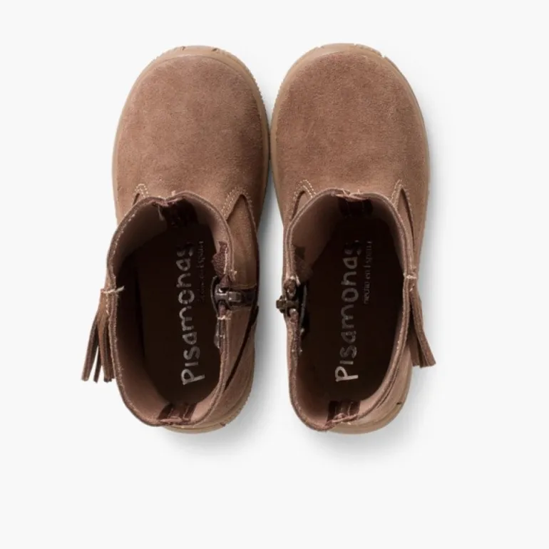 Menina Pisamonas Botas Meninas Camurca Com Franjas