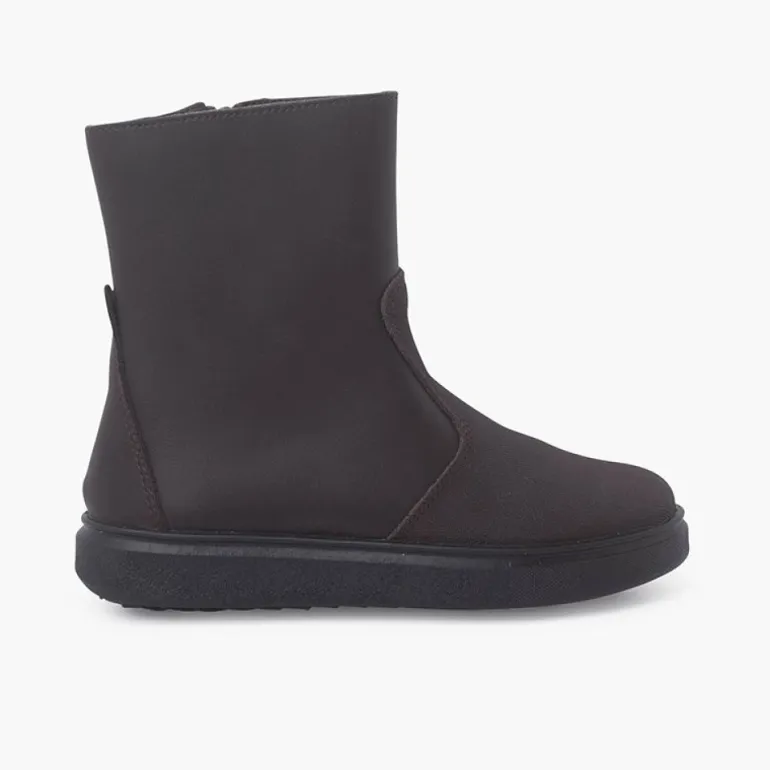 Menina Pisamonas Botas Pele Com Reforco E Fecho-Eclair Lateral