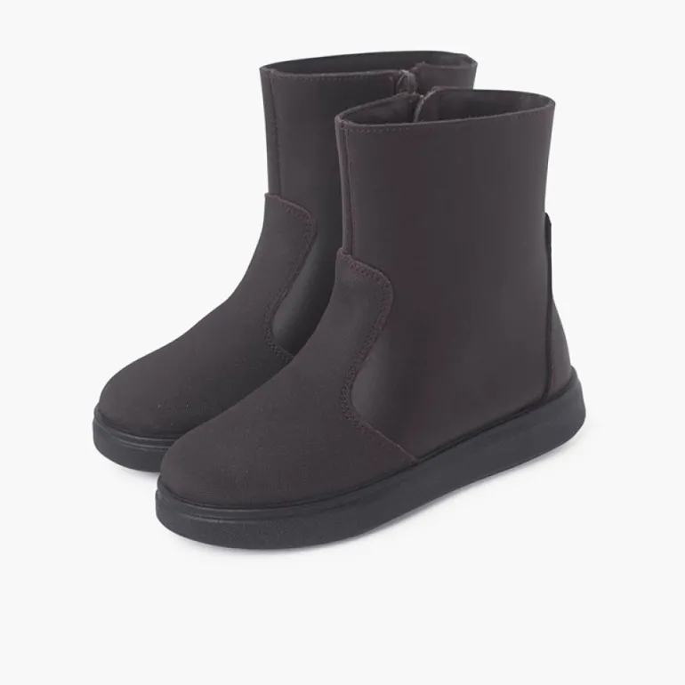 Menina Pisamonas Botas Pele Com Reforco E Fecho-Eclair Lateral