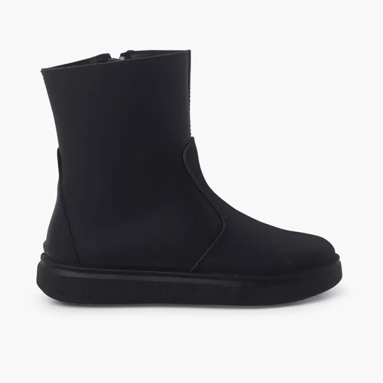 Menina Pisamonas Botas Pele Com Reforco E Fecho-Eclair Lateral