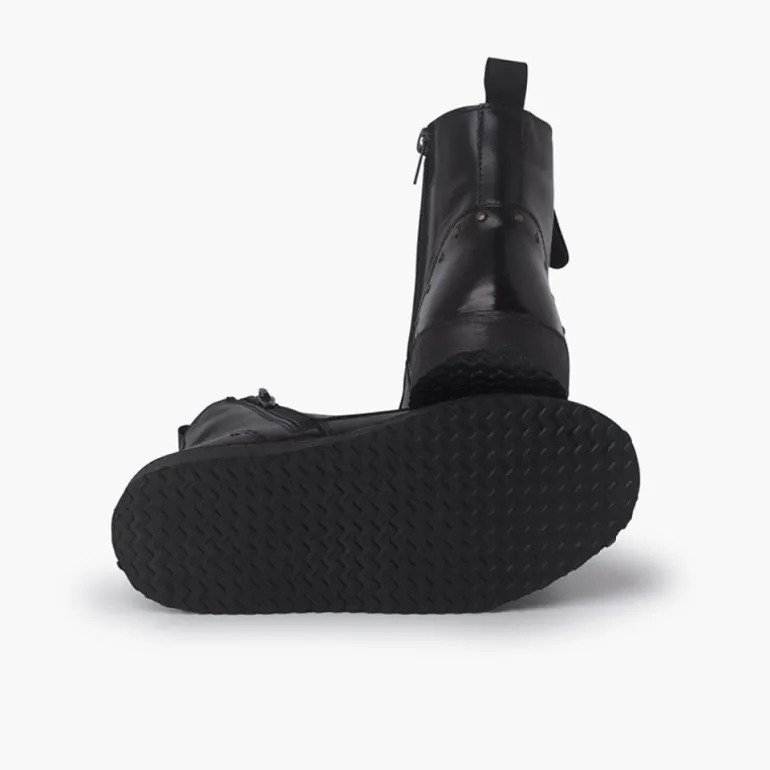 Menina Pisamonas Botas Pele E Tachas Com Duplo Fecho De Correr