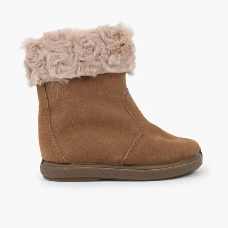 Menina Pisamonas Botas Pelo Meio Cano Com Fecho-Eclair