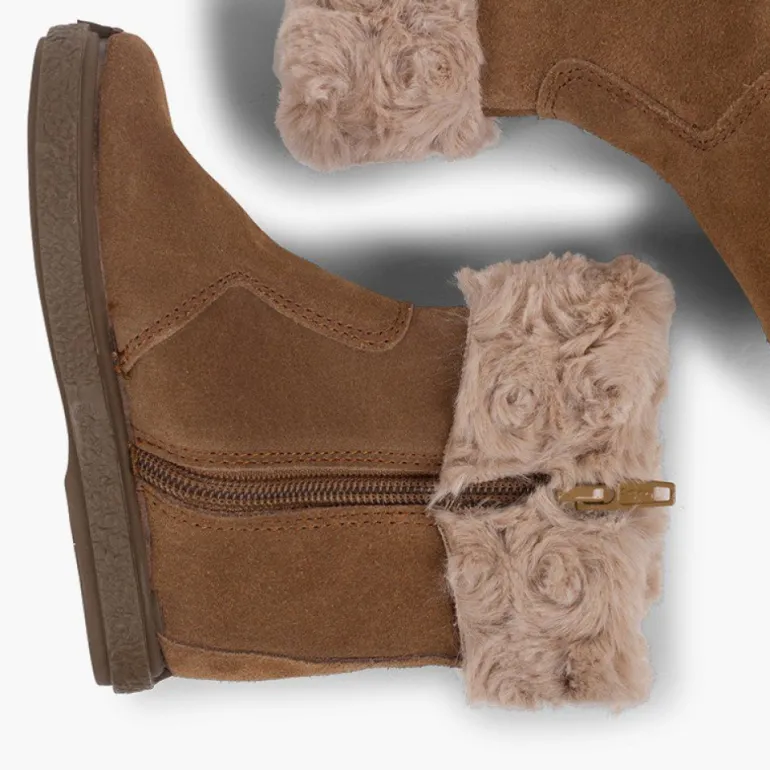 Menina Pisamonas Botas Pelo Meio Cano Com Fecho-Eclair