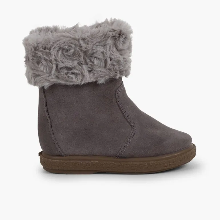 Menina Pisamonas Botas Pelo Meio Cano Com Fecho-Eclair
