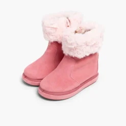 Menina Pisamonas Botas Pelo Meio Cano Com Fecho-Eclair