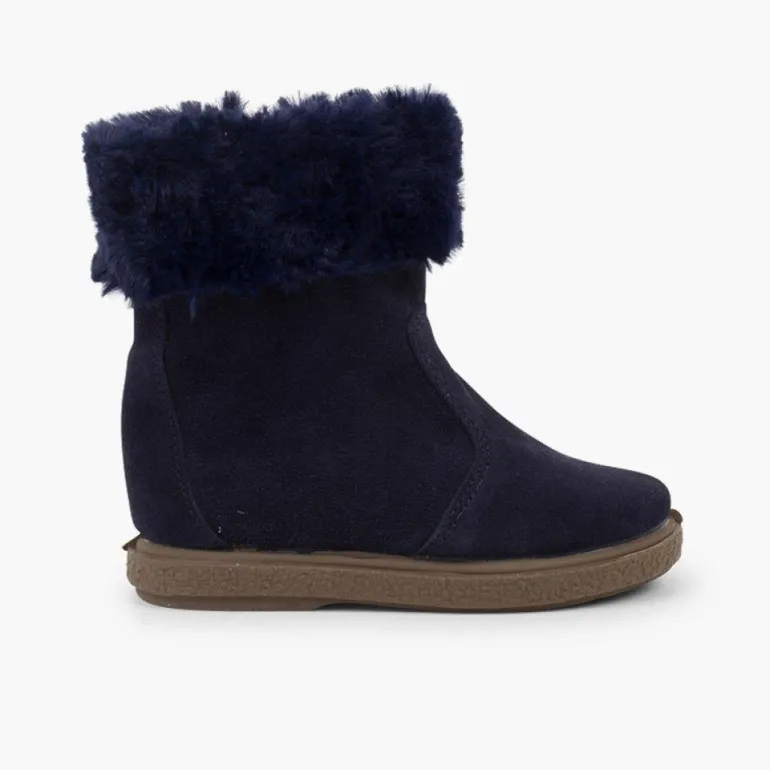 Menina Pisamonas Botas Pelo Meio Cano Com Fecho-Eclair