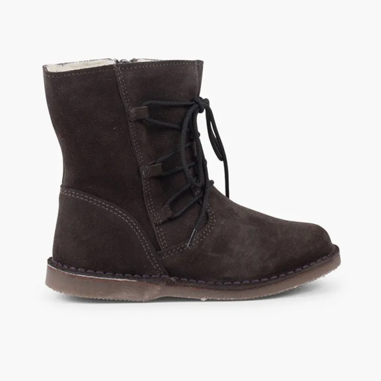 Menina Pisamonas Botas Pelo Menina Atacadores Cruzados Fecho-Eclair