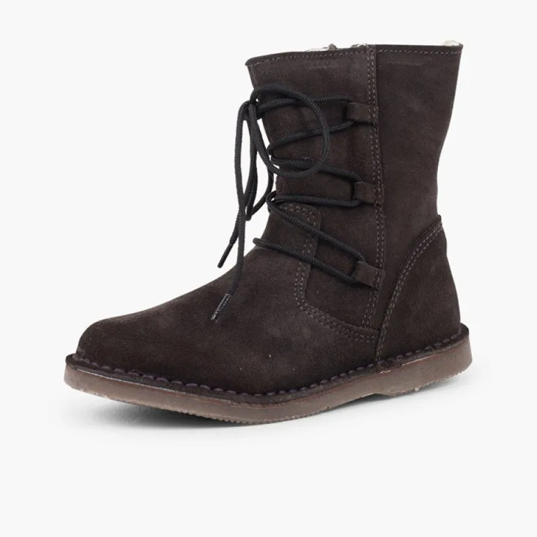 Menina Pisamonas Botas Pelo Menina Atacadores Cruzados Fecho-Eclair