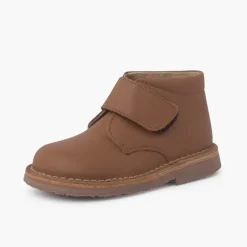 Menina Pisamonas Botas Safari Pele Com Tiras Aderentes