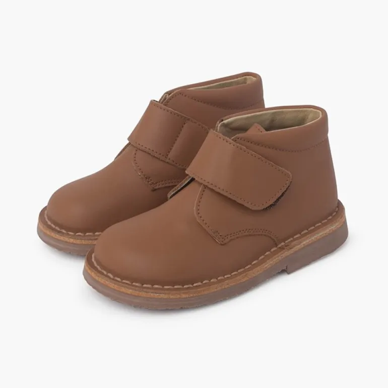 Menina Pisamonas Botas Safari Pele Com Tiras Aderentes